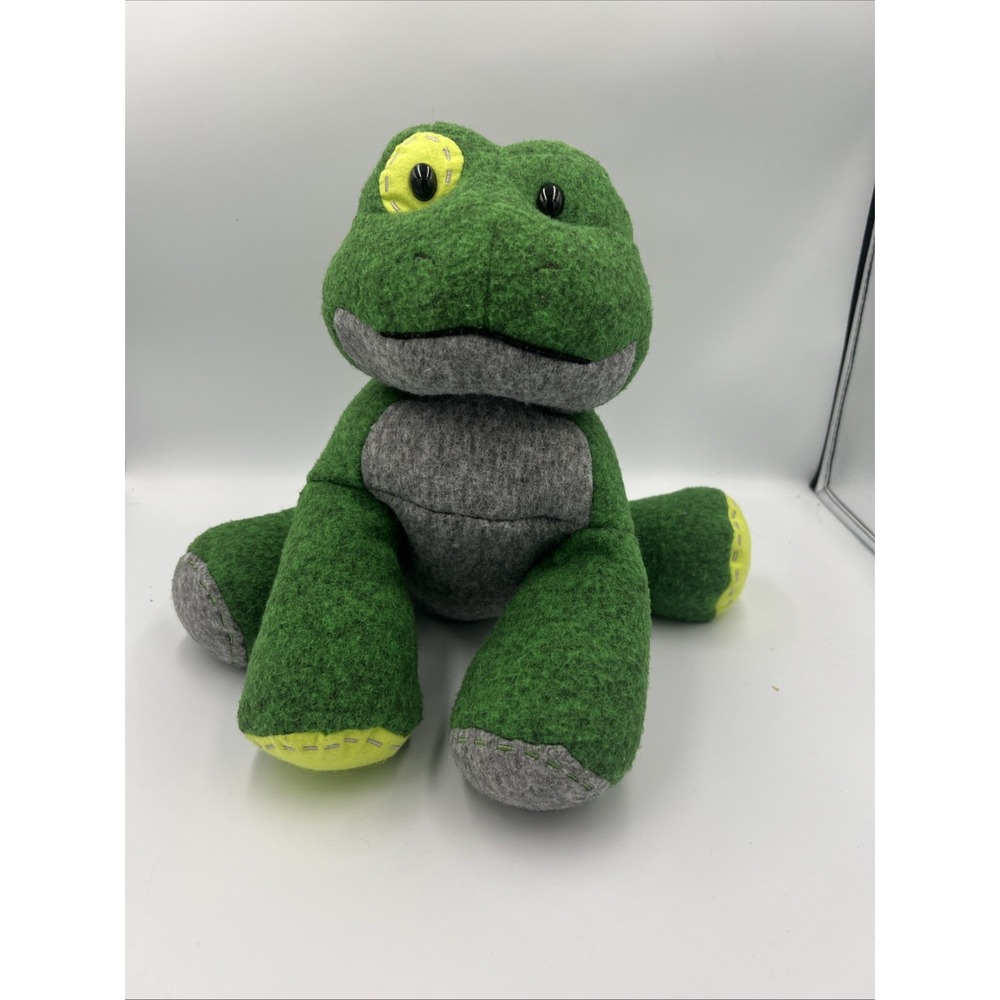 Aurora Green Gray Frog Plush 10" Stuffed Animal Patchwork Felt Bean Bag Floppy